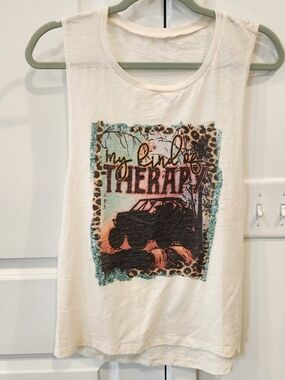 Graphic Tank Top "My Kind of Therapy" - Cream